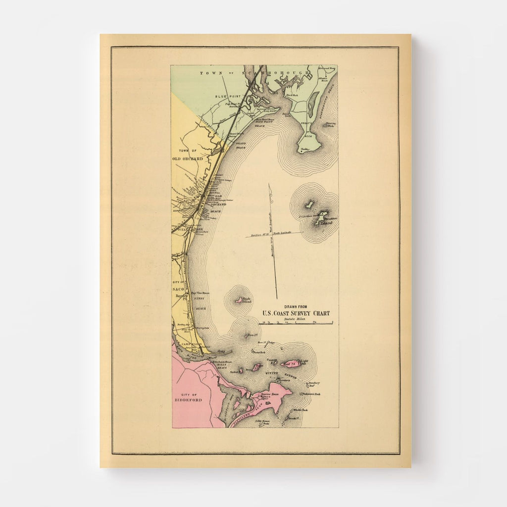 Vintage Map of Scarborough, Maine 1894