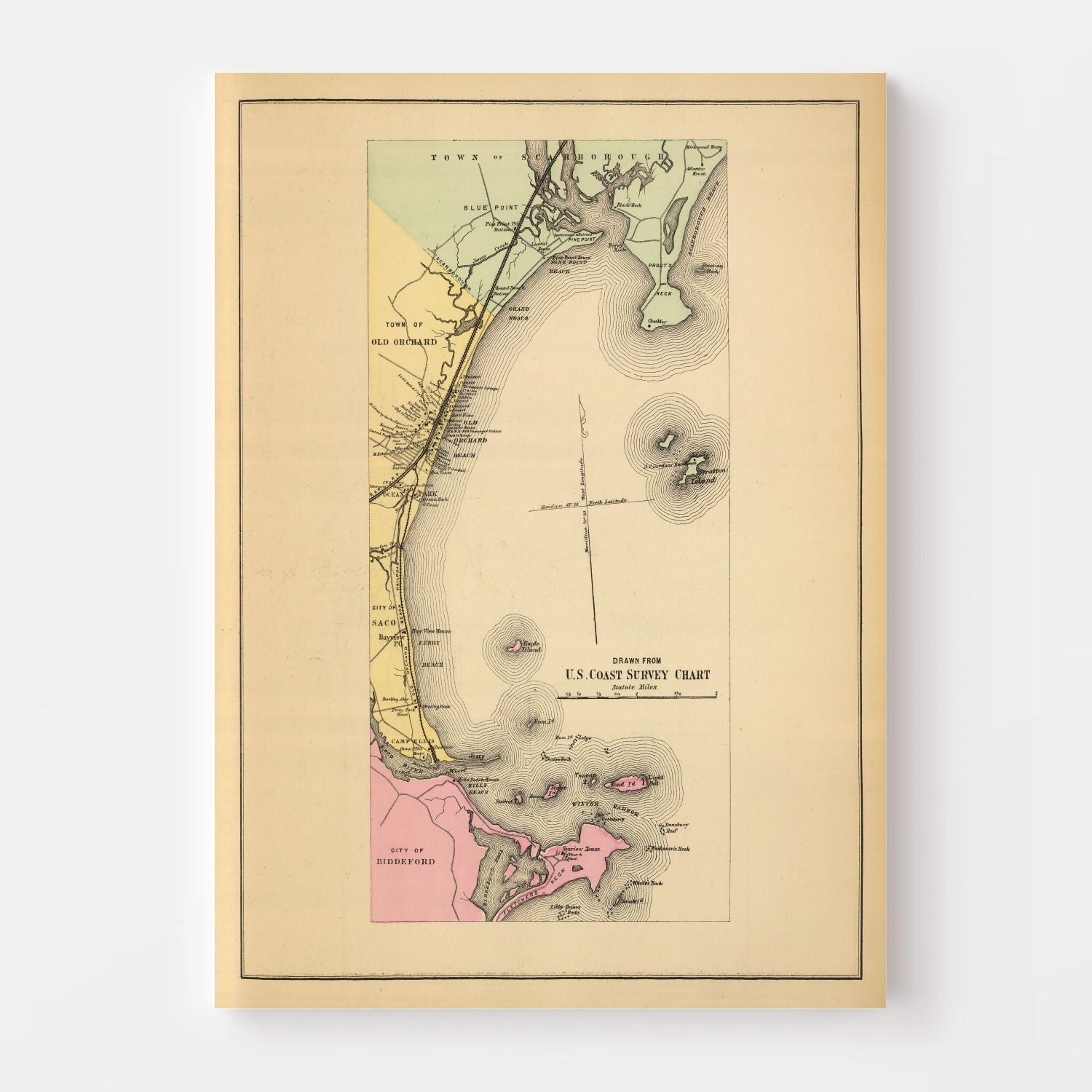 Vintage Map of Scarborough, Maine 1894