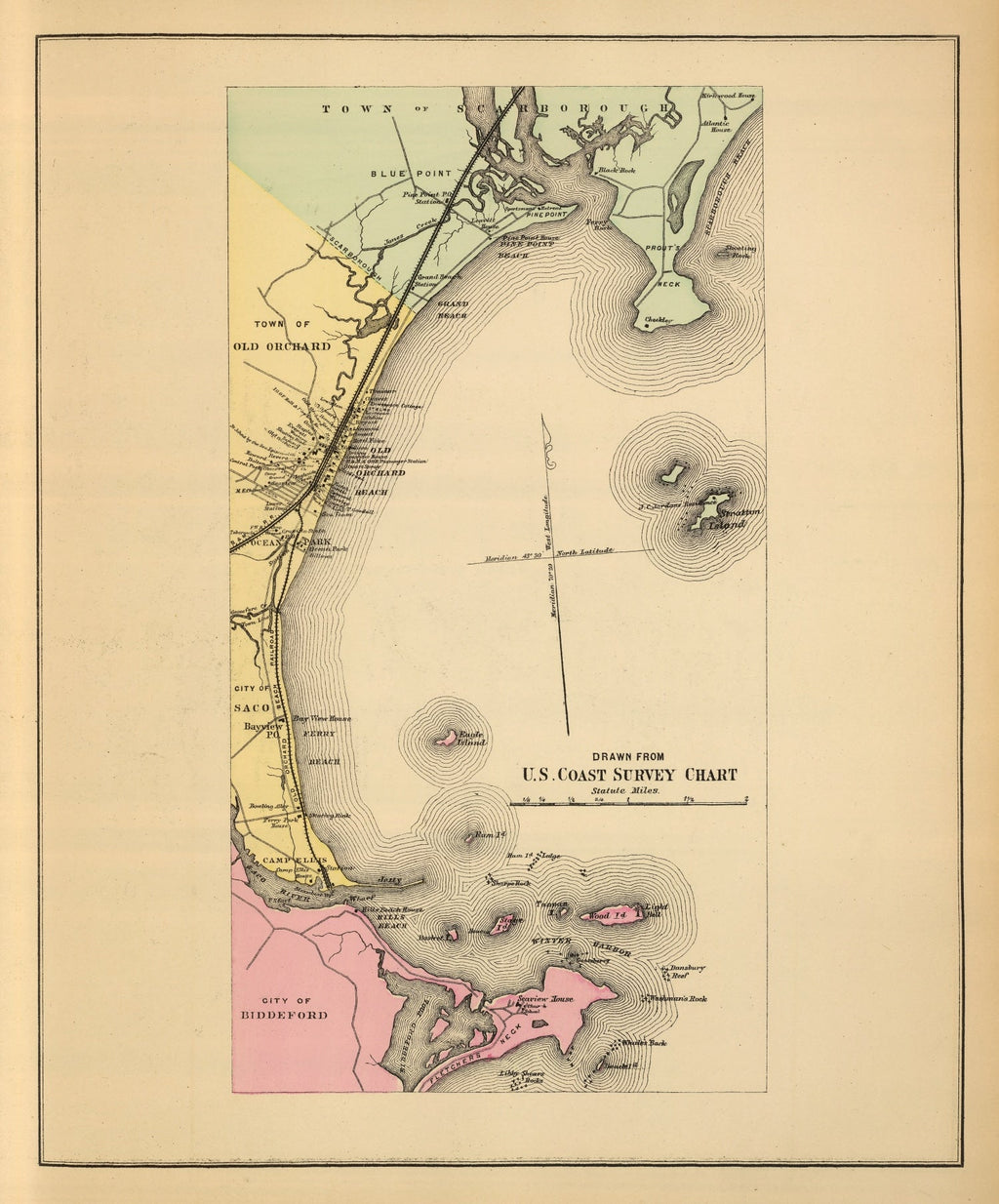 Vintage Map of Scarborough, Maine 1894