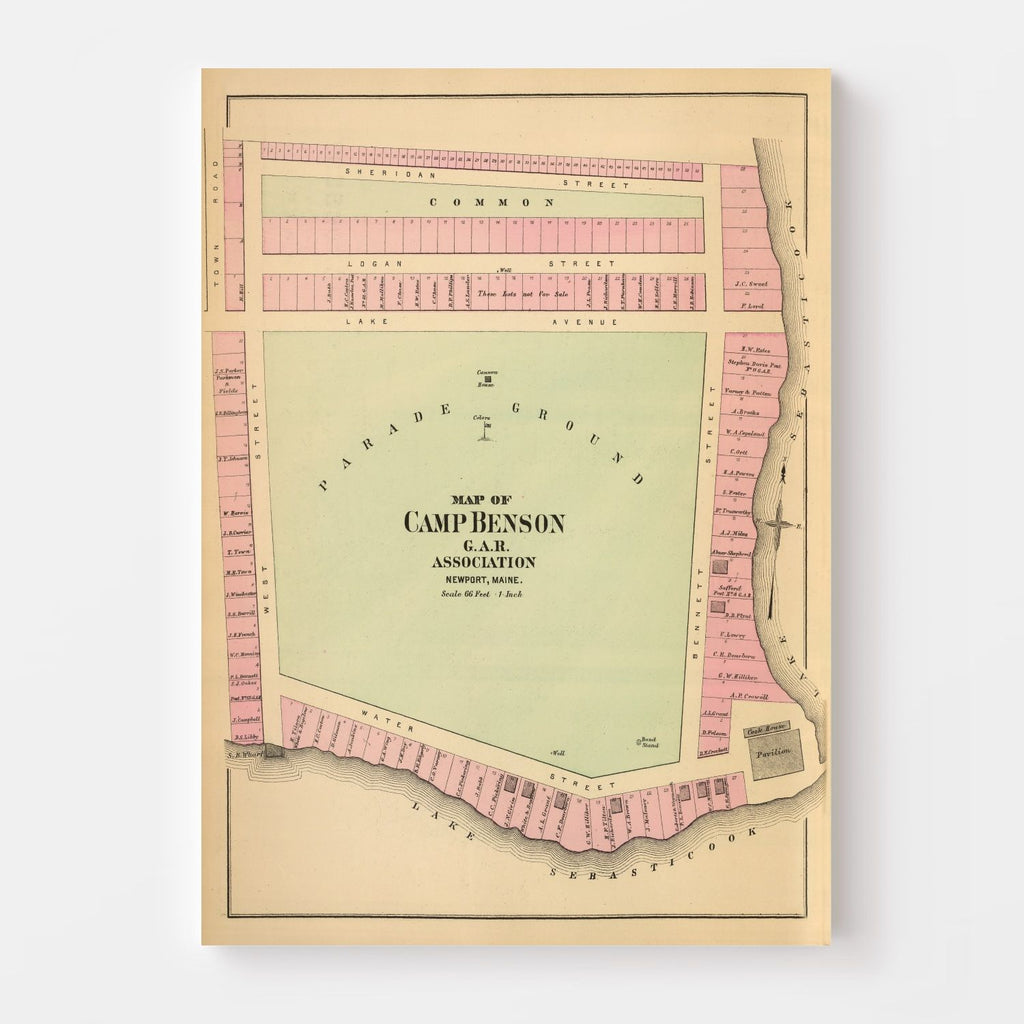 Vintage Map of Camp Benson, Maine 1894
