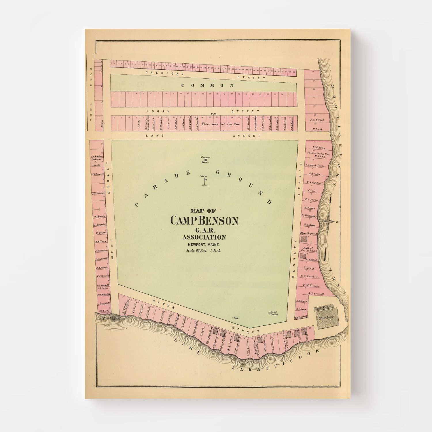 Vintage Map of Camp Benson, Maine 1894