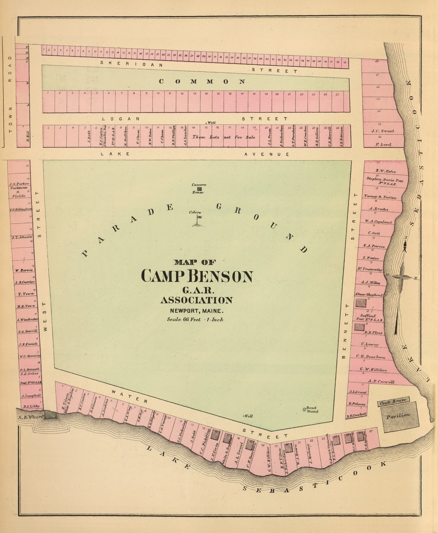 Vintage Map of Camp Benson, Maine 1894