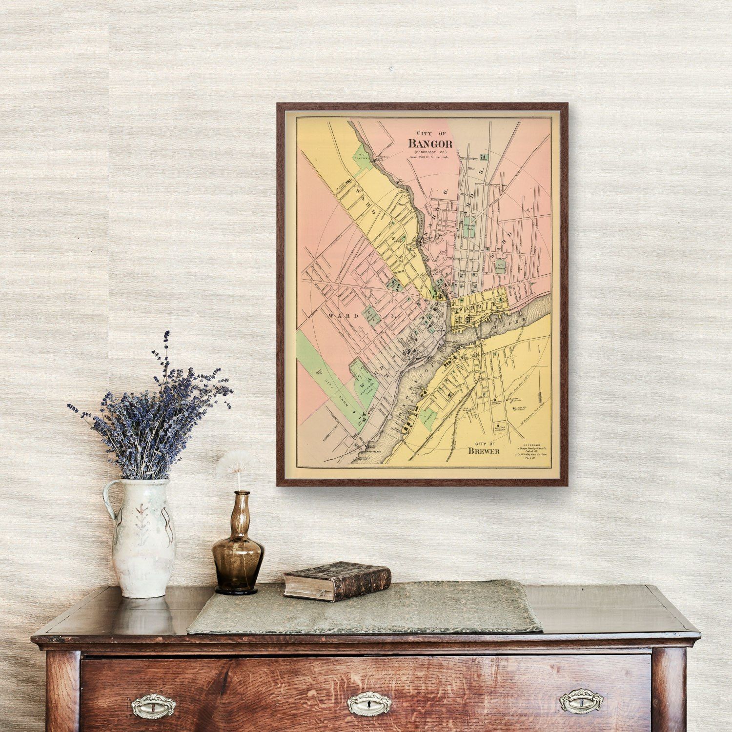 Vintage Map of Bangor, Maine 1894