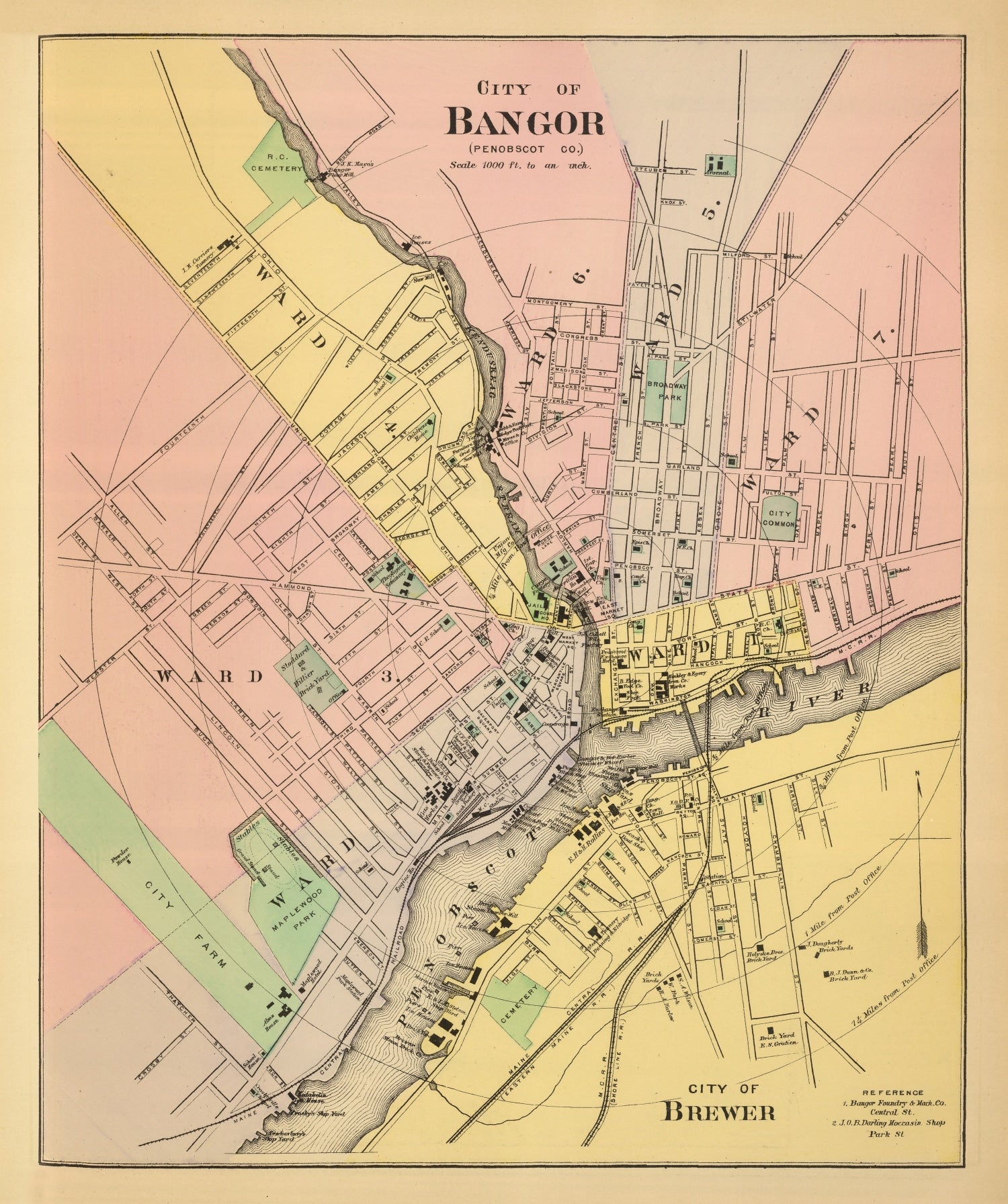 Vintage Map of Bangor, Maine 1894