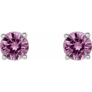 14K White Gold 4 mm Natural Pink Sapphire Earrings – image 2