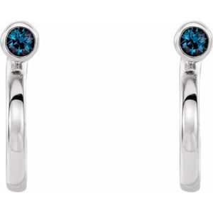 Sterling Silver 2 mm Natural Alexandrite Huggie J-Hoop Earring – image 2