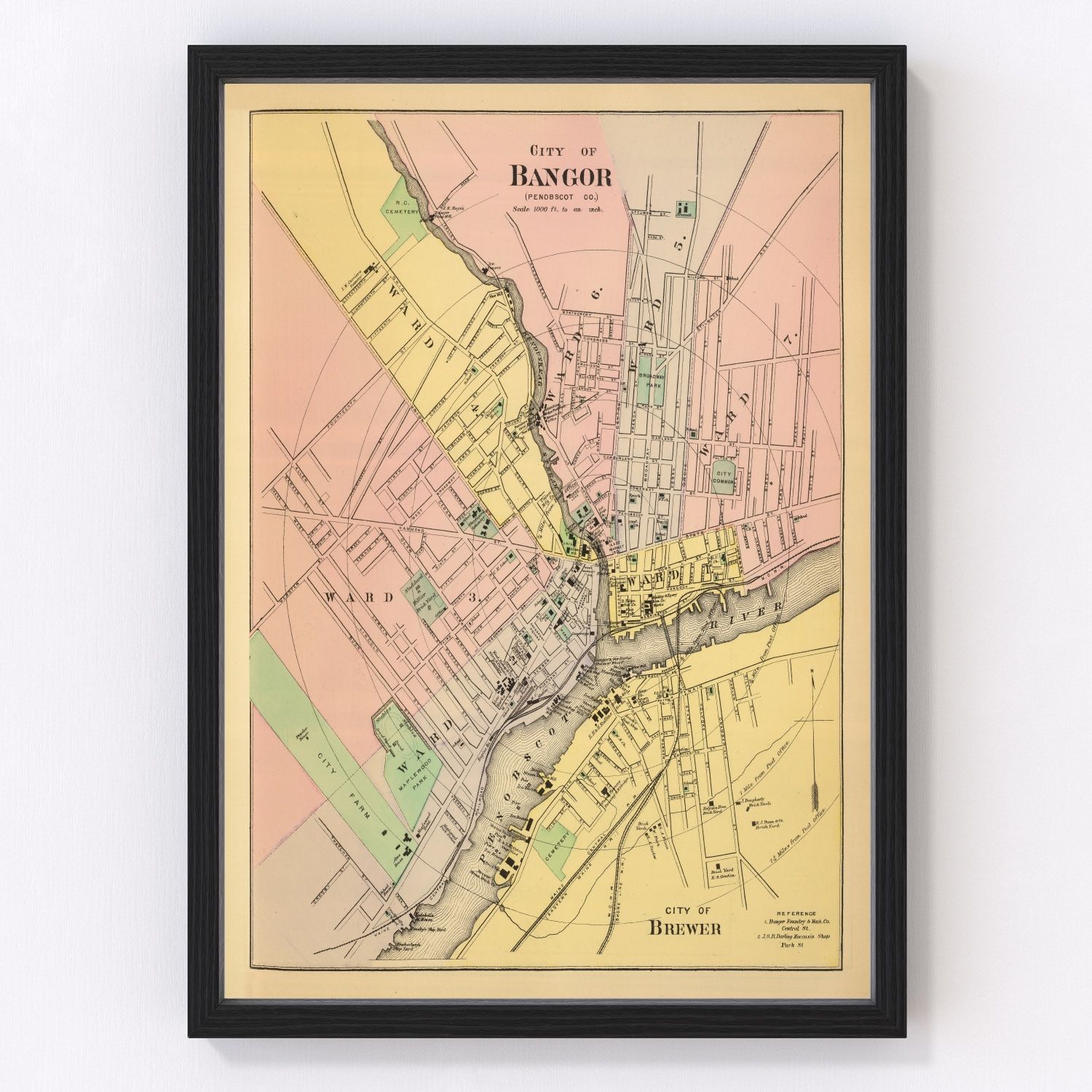 Vintage Map of Bangor, Maine 1894