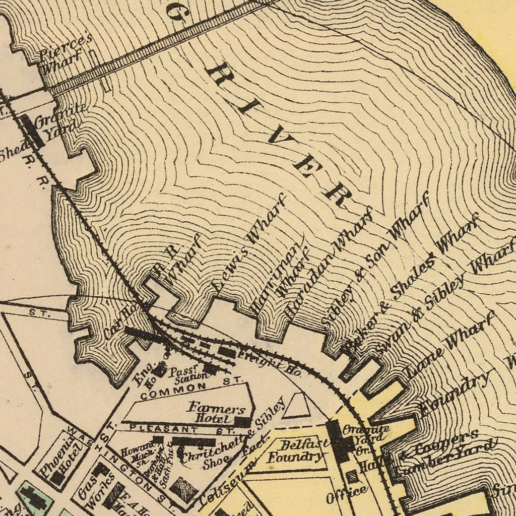 Vintage Map of Belfast, Maine 1894