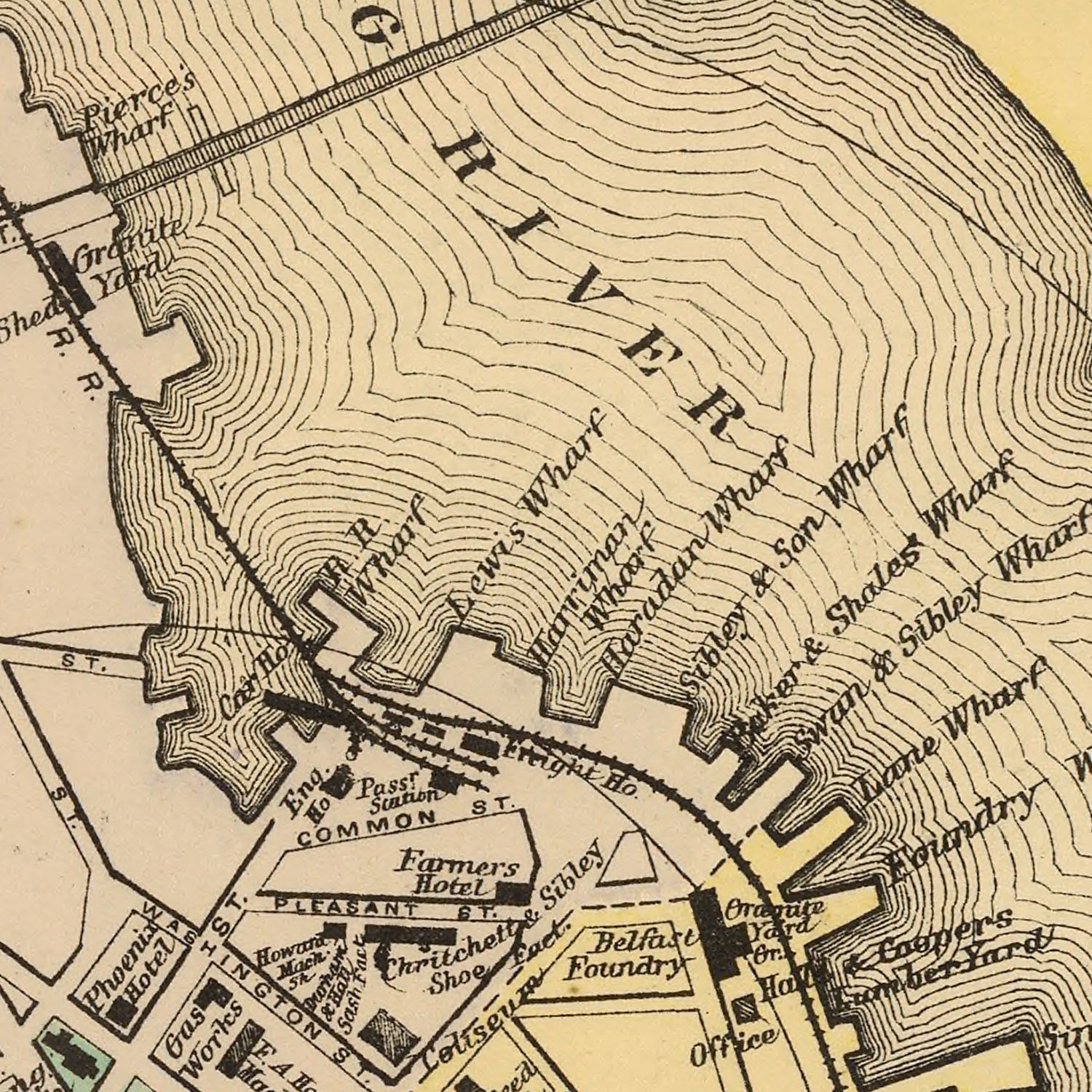 Vintage Map of Belfast, Maine 1894