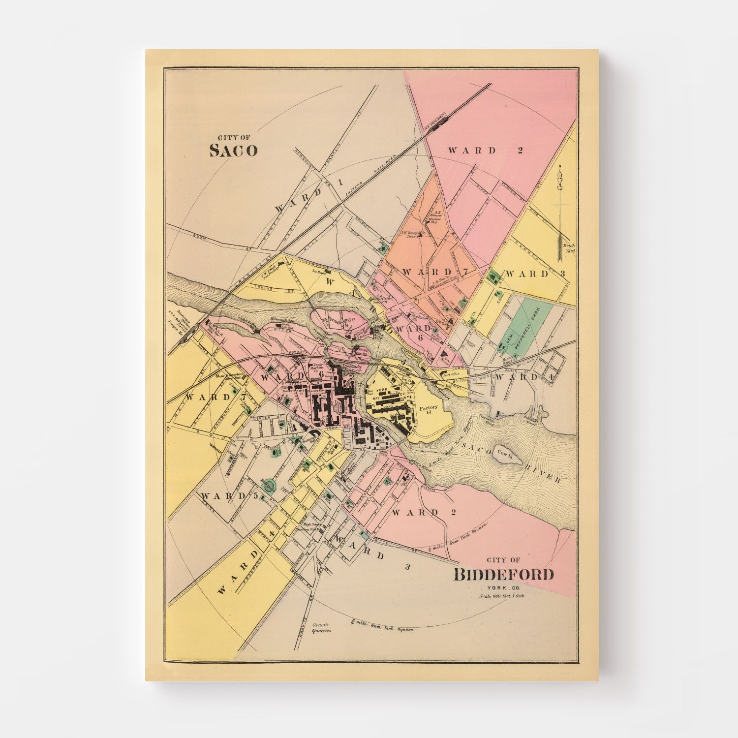 Vintage Map of Biddeford, Maine 1894
