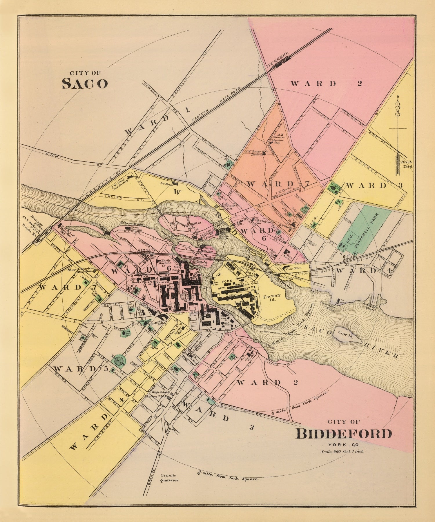 Vintage Map of Biddeford, Maine 1894