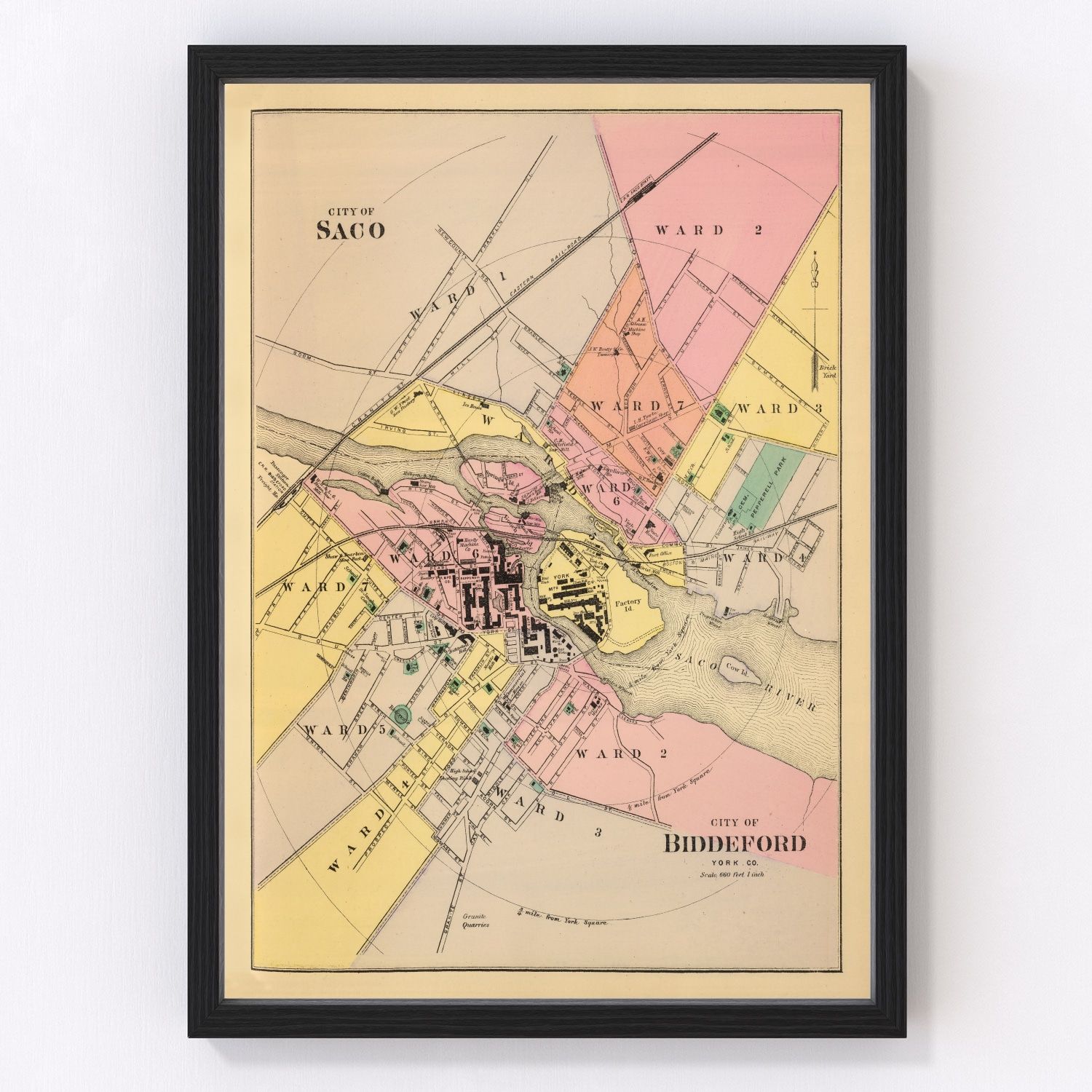 Vintage Map of Biddeford, Maine 1894