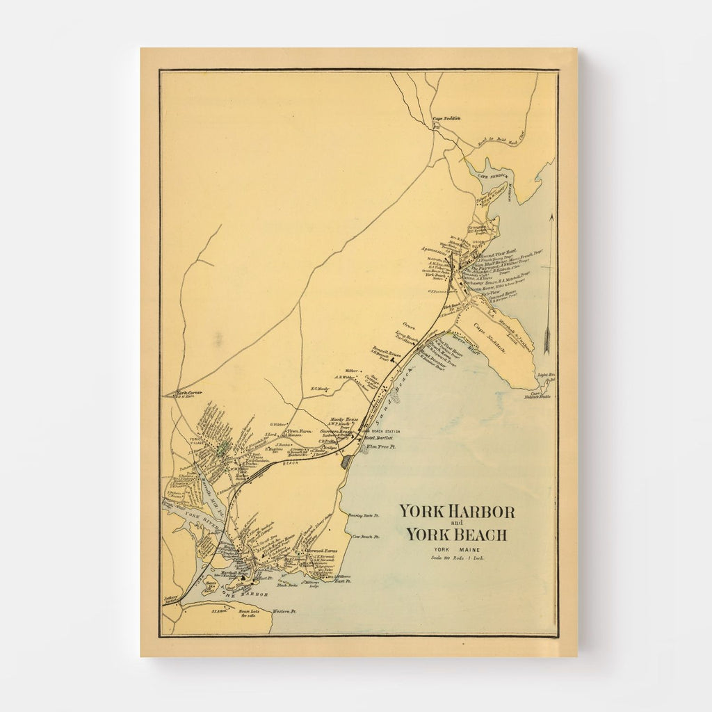 Vintage Map of York Beach, Maine 1894