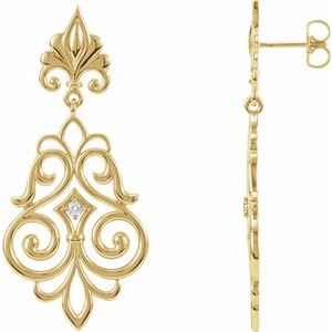 14K Yellow Gold .06 CTW Natural Diamond Fleur-de-lis Earrings
