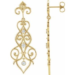 Sterling Silver & 14K White Gold Fleur-de-lis Earring Mounting – image 2