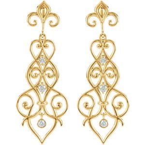 14K Yellow Gold Fleur-de-lis Earring Mounting – image 3