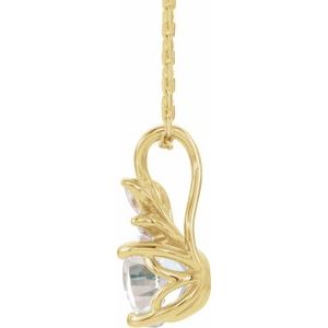14K Yellow Gold Natural White Sapphire & 1/10 CTW Natural Diamond 16-18" Necklace