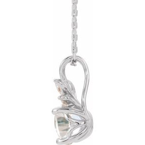 Platinum Natural White Sapphire & 1/10 CTW Natural Diamond 16-18" Necklace