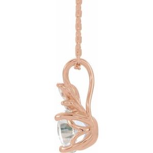 14K Rose Gold Natural White Sapphire & 1/10 CTW Natural Diamond 16-18" Necklace