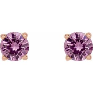 14K Rose Gold 4 mm Natural Pink Sapphire Earrings