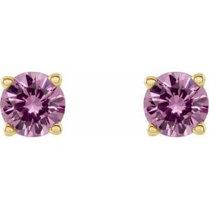 14K Yellow Gold 5 mm Natural Pink Sapphire Earrings – image 2