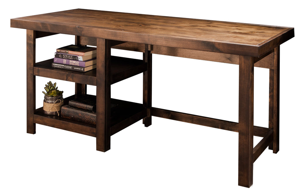 60 inch Workstation Desk, No Assembly Required, Whiskey Finish