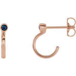 14K Rose Gold 3 mm Lab-Grown Alexandrite Huggie J-Hoop Earring