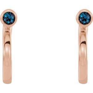 14K Rose Gold 3 mm Lab-Grown Alexandrite Huggie J-Hoop Earring – image 2