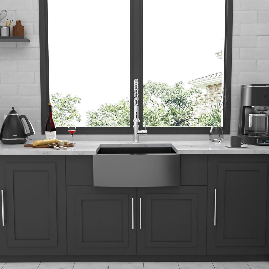 Farmhouse Kitchen Sink, Stainless Steel, Apron Front