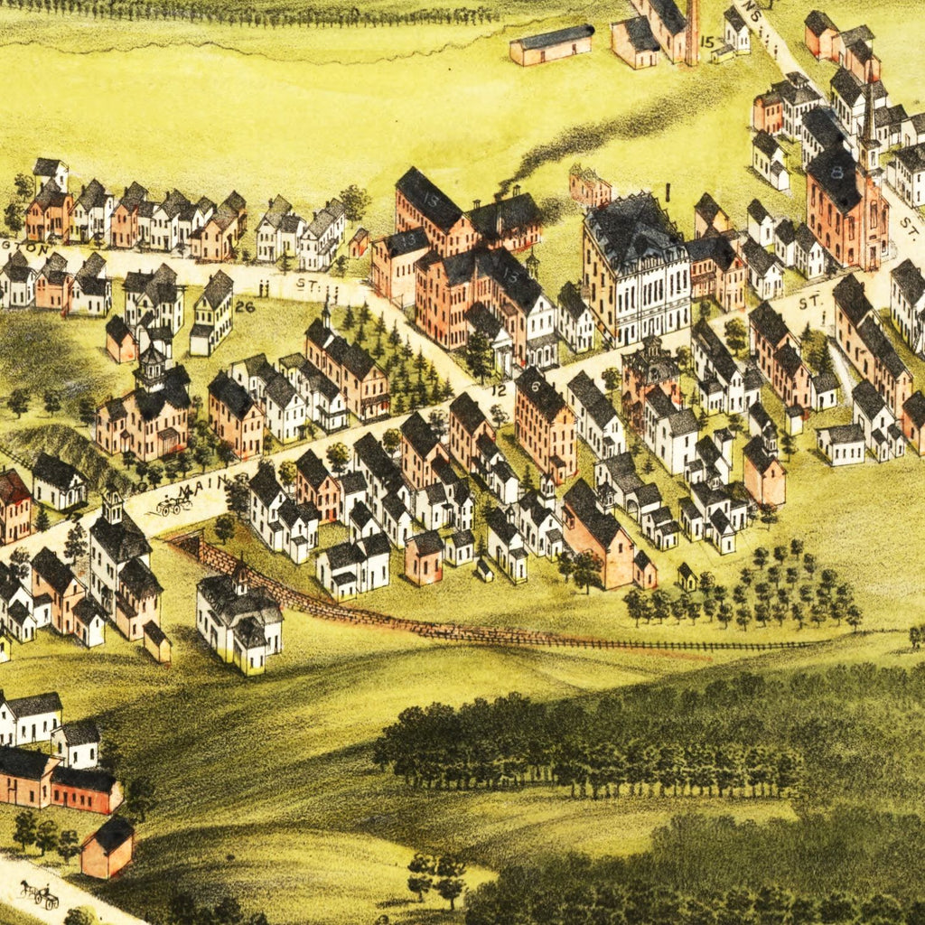 Vintage Map of Monson, Massachusetts 1879