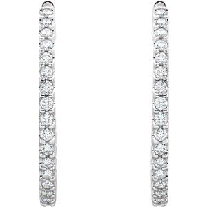 14K White Gold 3 CTW Natural Diamond Inside-Outside 35.3 mm Hoop Earrings – image 3