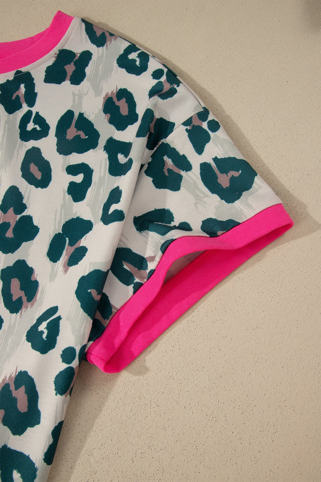 Plus Size Leopard Colorblock Top & High Waist Shorts