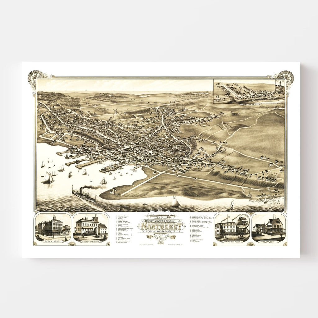 Vintage Map of Nantucket, Massachusetts 1881