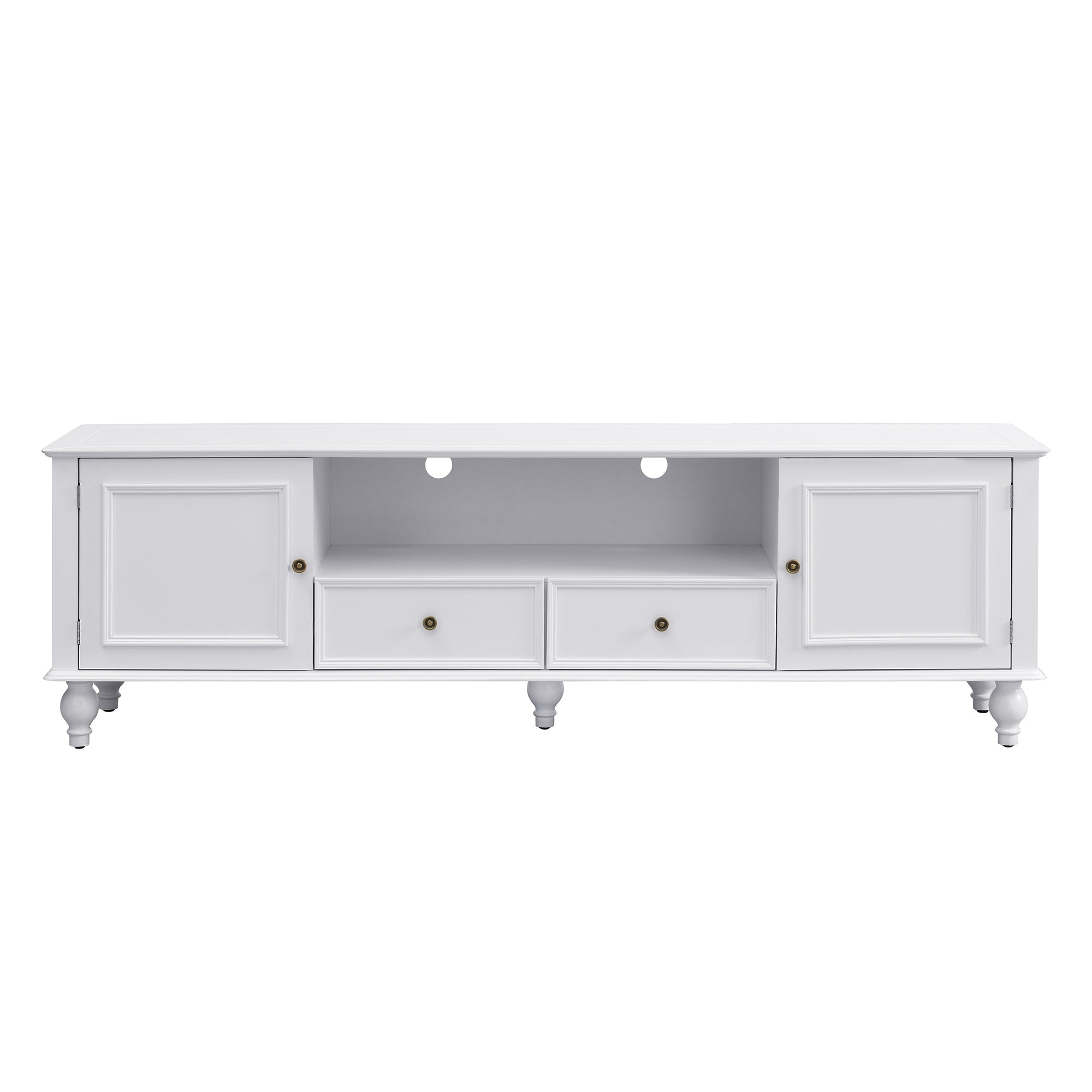 U-Can 70.9'' Modern TV Stand for TVs up to 80 Inches, Entertainment Center with Open Compartment, TV Storage Cabinet with 2 Drawers, 2 Cabinets and 5 Solid Legs for Living room
