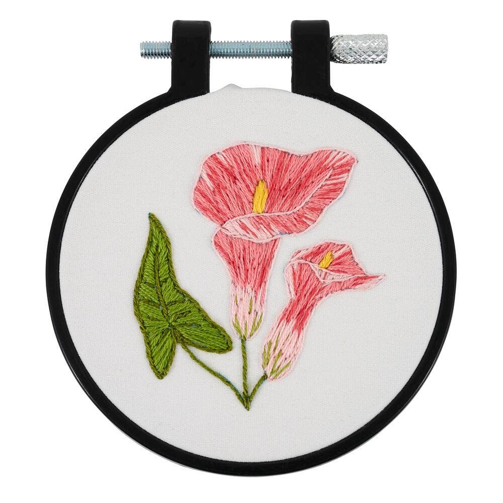 Bucilla Delicate Lily Stamped Embroidery Kit – 3" Floral Embroidery Hoop