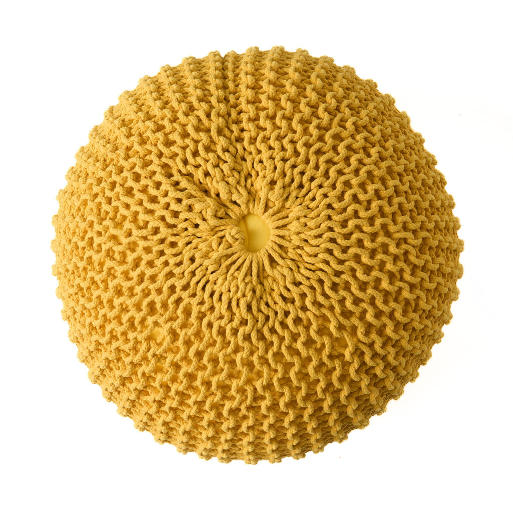 Bordeaux - Knitted Round Pouf Ottoman, Floor Cushion
