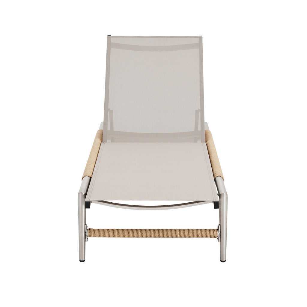 Hargrove - Outdoor Patio Aluminun Chaise Lounge, Outdoor Mesh Seat - Natural / Silver