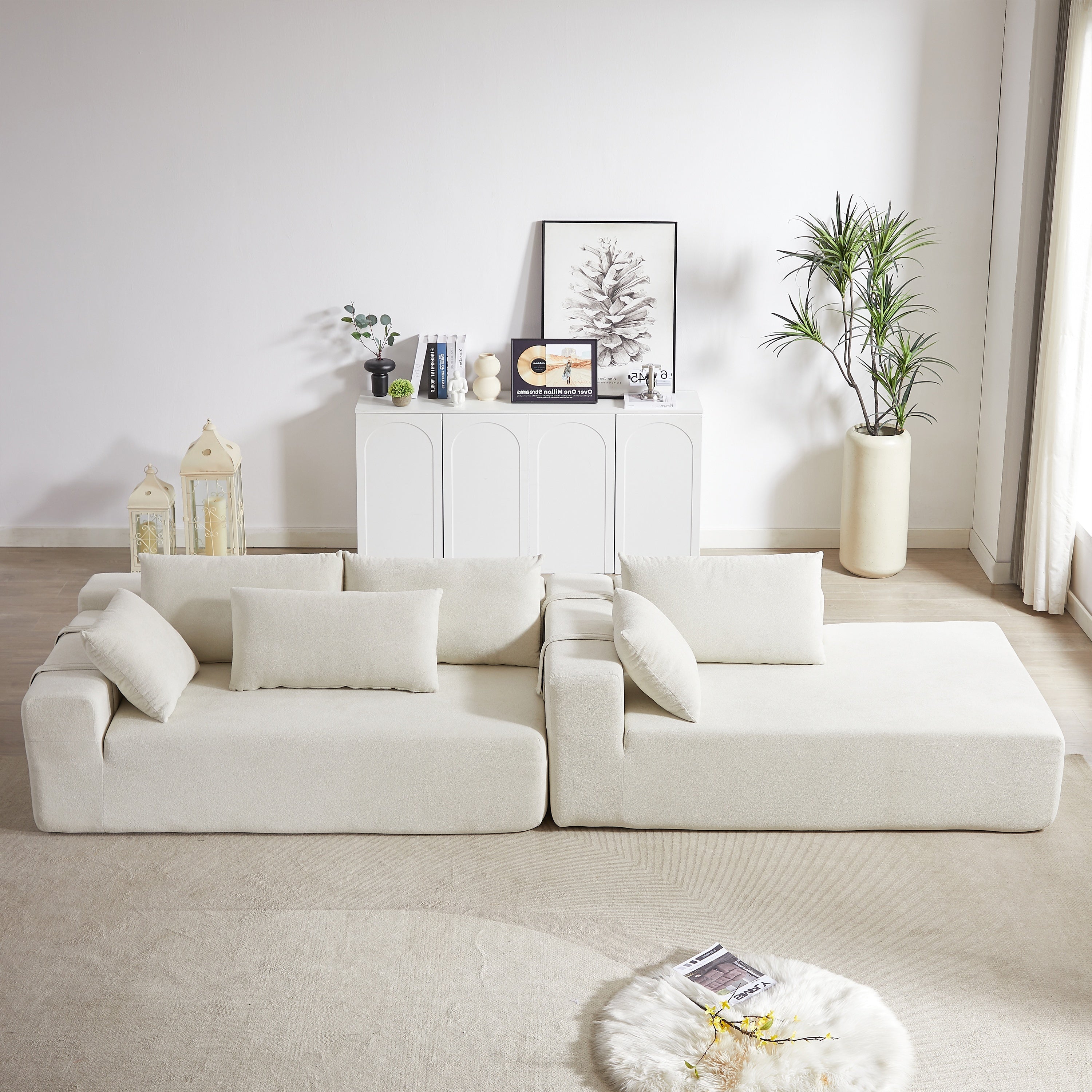 Modern Chenille Upholstered Sectional Sofa Couch Set,Modular 108' L Shaped Sectional Living Room Sofa Set With 6 Pillows,Free Combination Sofa Couch for Living Room,Bedroom