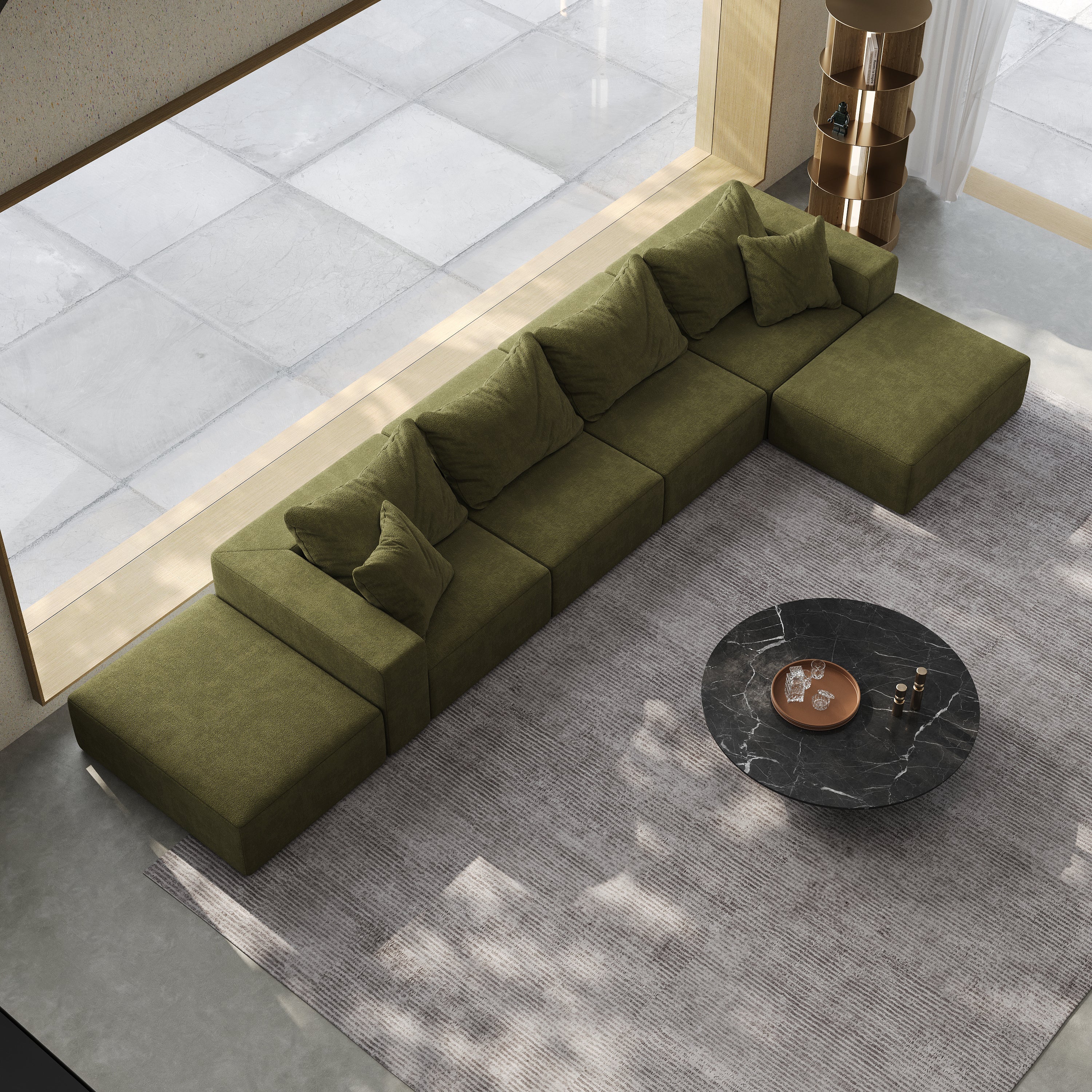 Oversized sponge cloud sofa,Modern Upholstered Sectional Sofa Couch Set,Modular 162' L Shaped Sectional Living Room Sofa Set With 6 Pillows,Free Combination Sofa Couch for Living Room,BedroomWF055