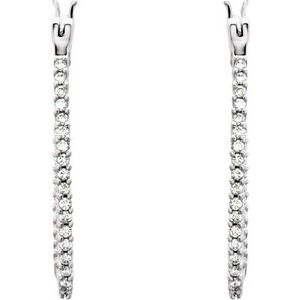 14K White Gold 1/2 CTW Natural Diamond Inside-Outside Hoop Earrings – image 3