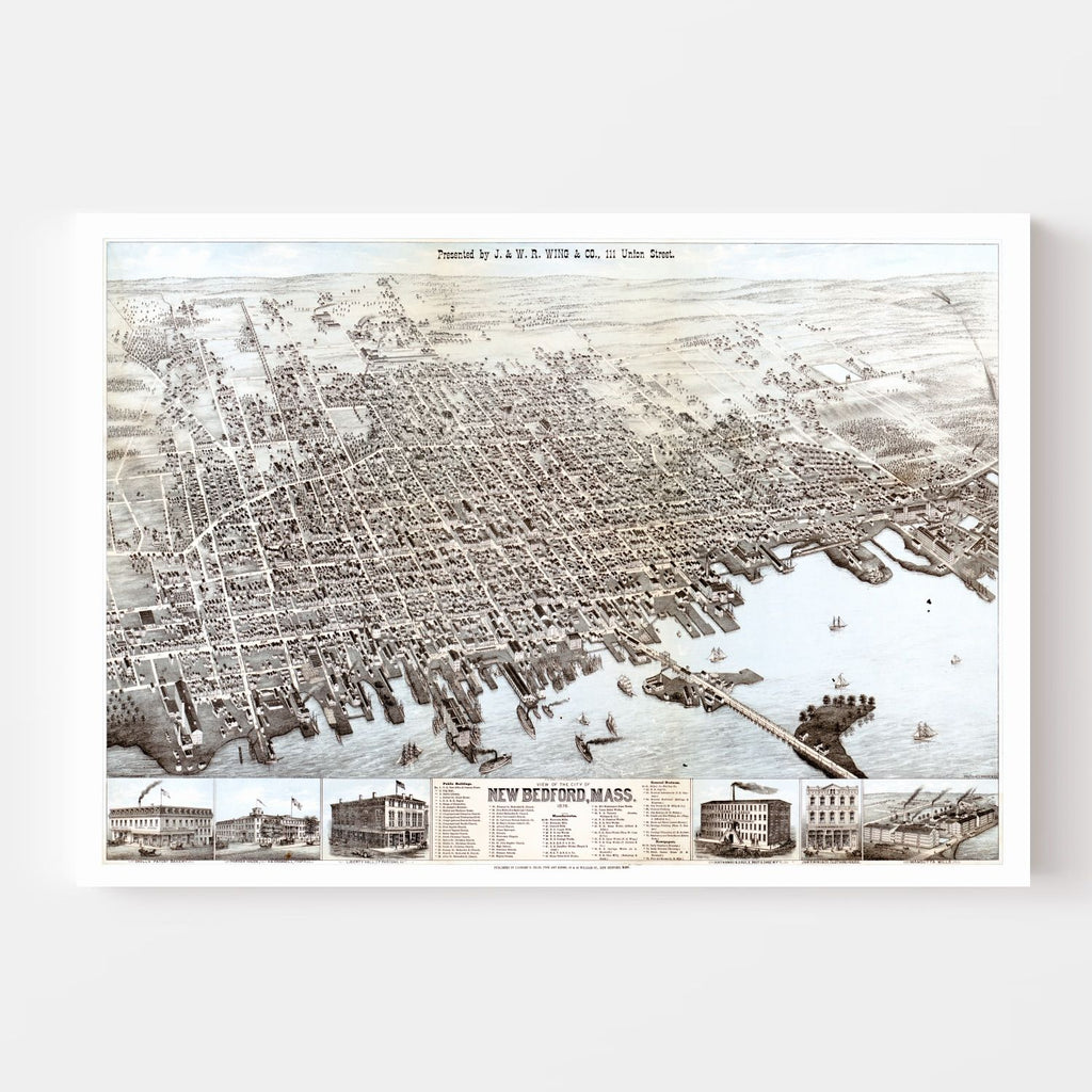 Vintage Map of New Bedford, Massachusetts 1876