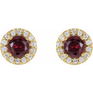 14K Yellow Gold Lab-Grown Ruby & 1/10 CTW Natural Diamond Earrings – image 2