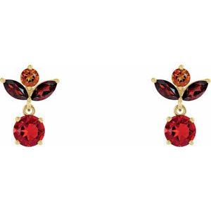 14K Yellow Gold Multi-Gemstone Earrings – image 2
