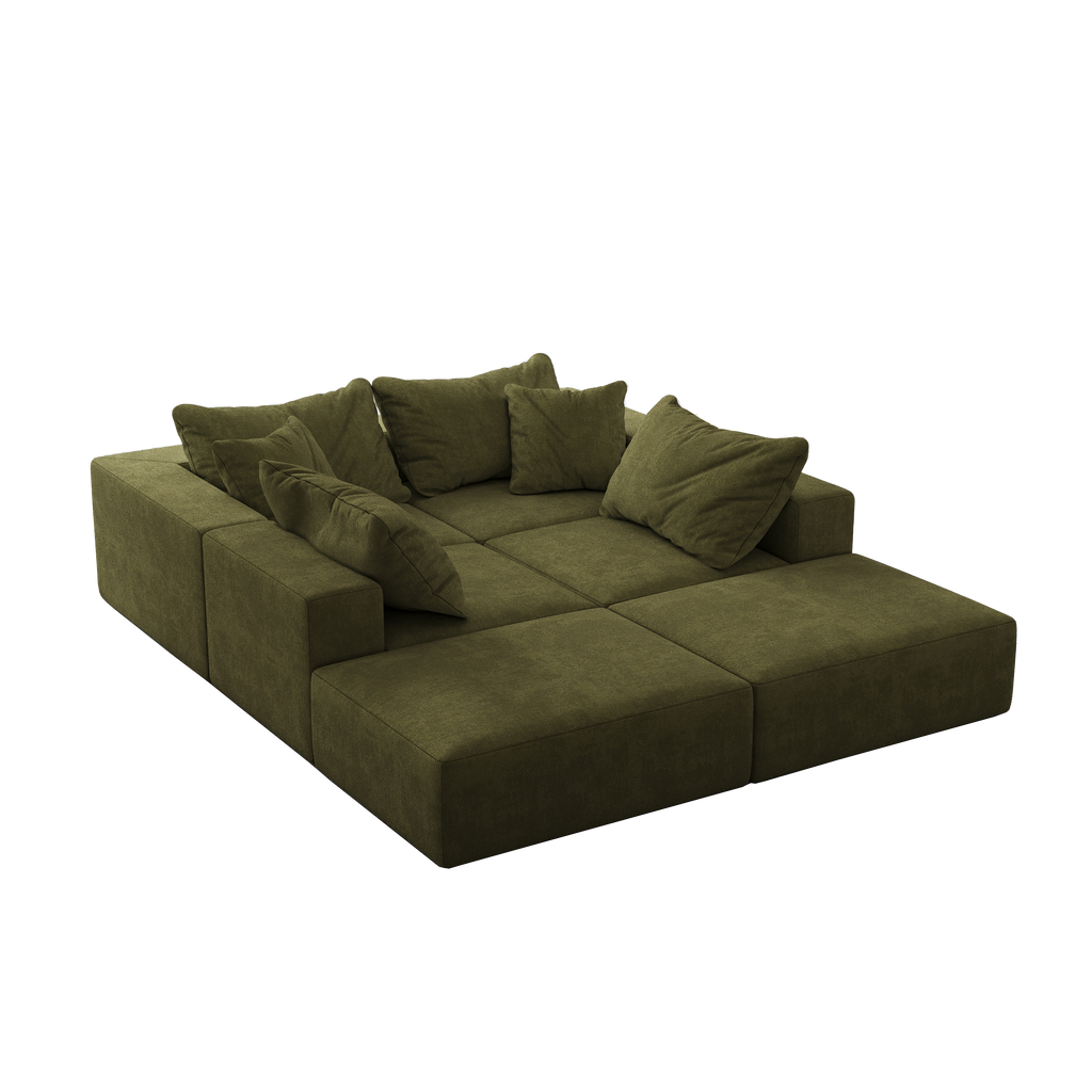 Oversized sponge cloud sofa,Modern Upholstered Sectional Sofa Couch Set,Modular 162' L Shaped Sectional Living Room Sofa Set With 6 Pillows,Free Combination Sofa Couch for Living Room,BedroomWF055
