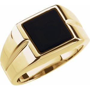 10K Yellow Gold Natural Black Onyx Ring