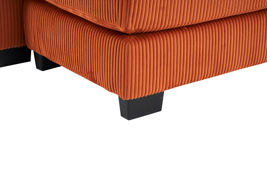 Modern U Shaped 6-seat Sectional Sofa Couch with one Ottoman and three toss pillows ,Modular Sofa for Living Room,Corduroy sofa