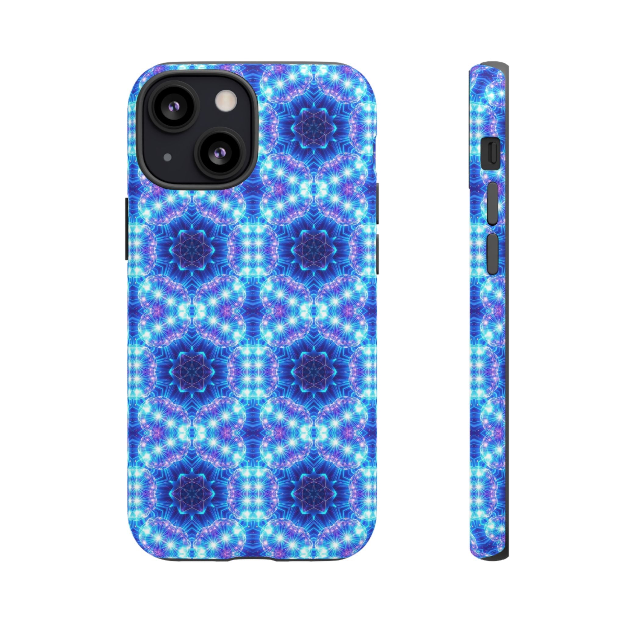 Blue Mandalas with Neon Lights Tough Phone Cases