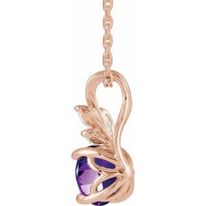 14K Rose Gold Natural Amethyst & 1/10 CTW Natural Diamond 16-18" Necklace