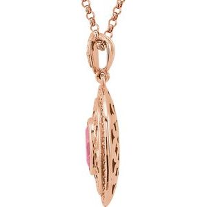 14K Rose Gold Natural Pink Tourmaline & 1/5 CTW Natural Diamond 18" Necklace