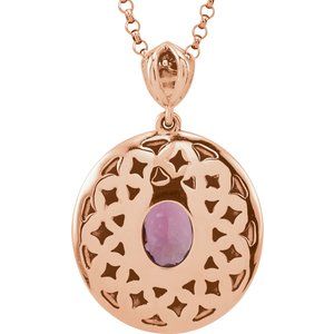 14K Rose Gold Natural Pink Tourmaline & 1/5 CTW Natural Diamond 18" Necklace